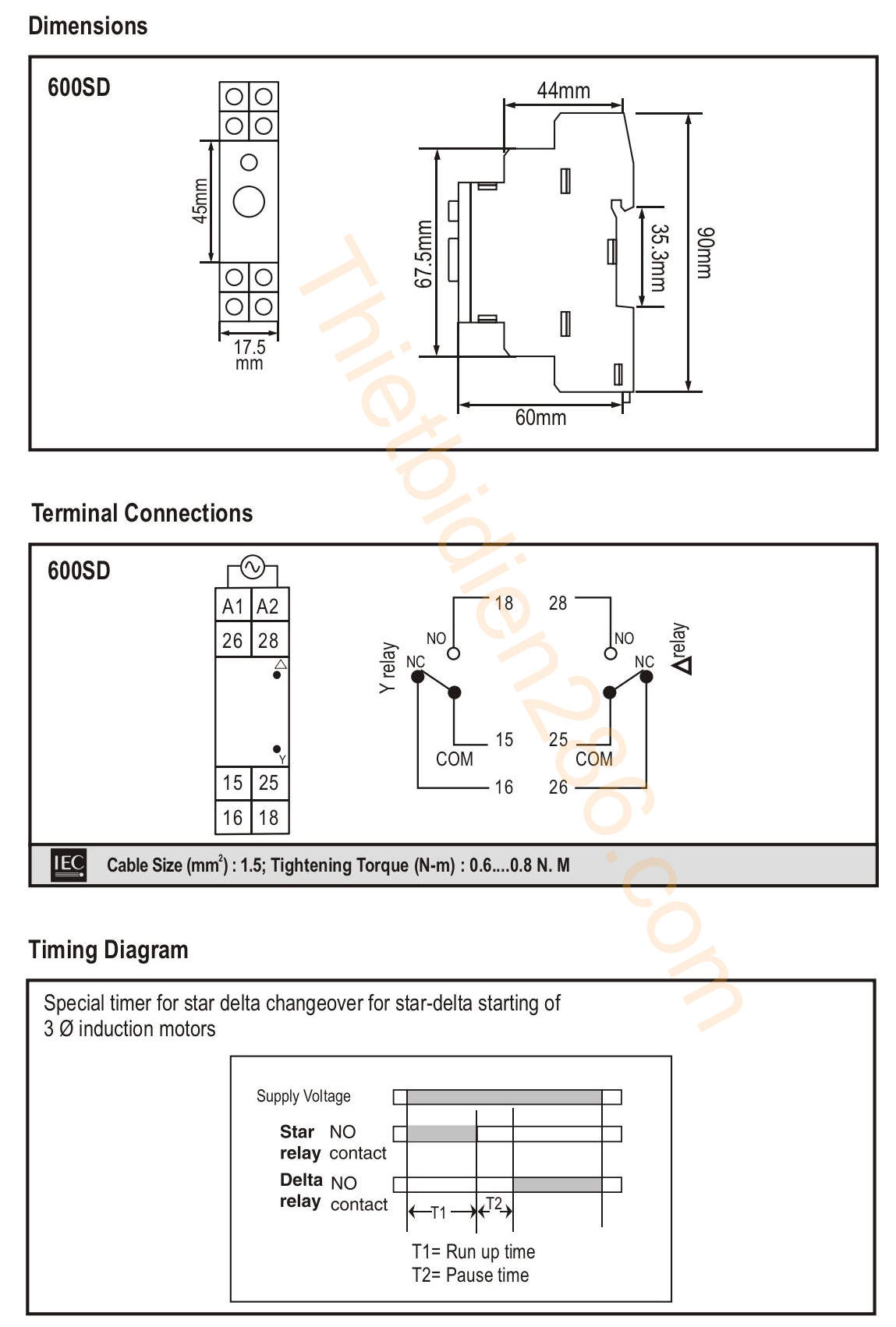 Kích thước Selec 600SD