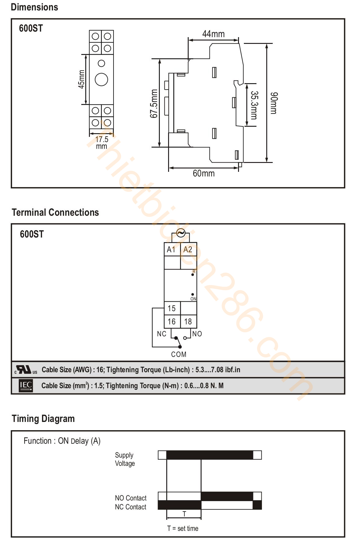 Kích thước Selec 600ST