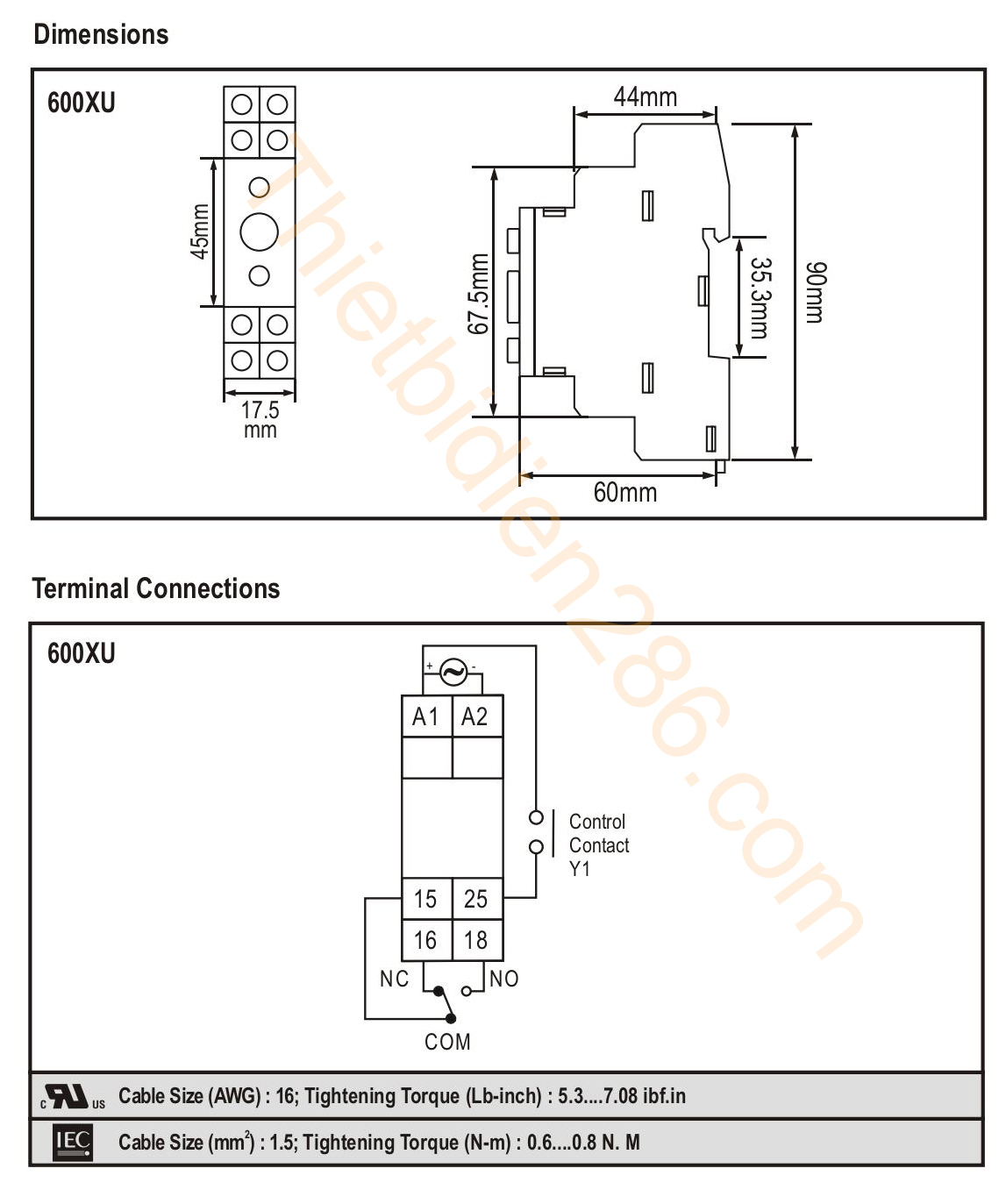 Kích thước Selec 600XU