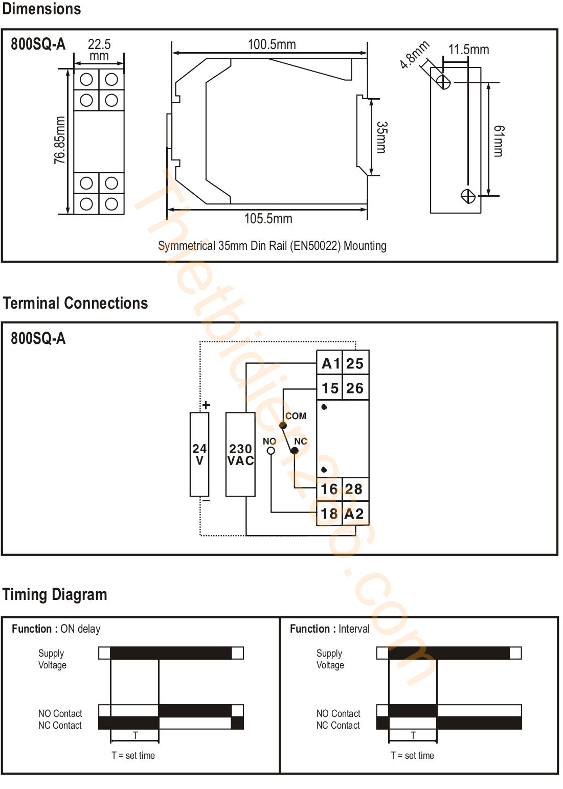 Kích thước Selec 800SQ-A