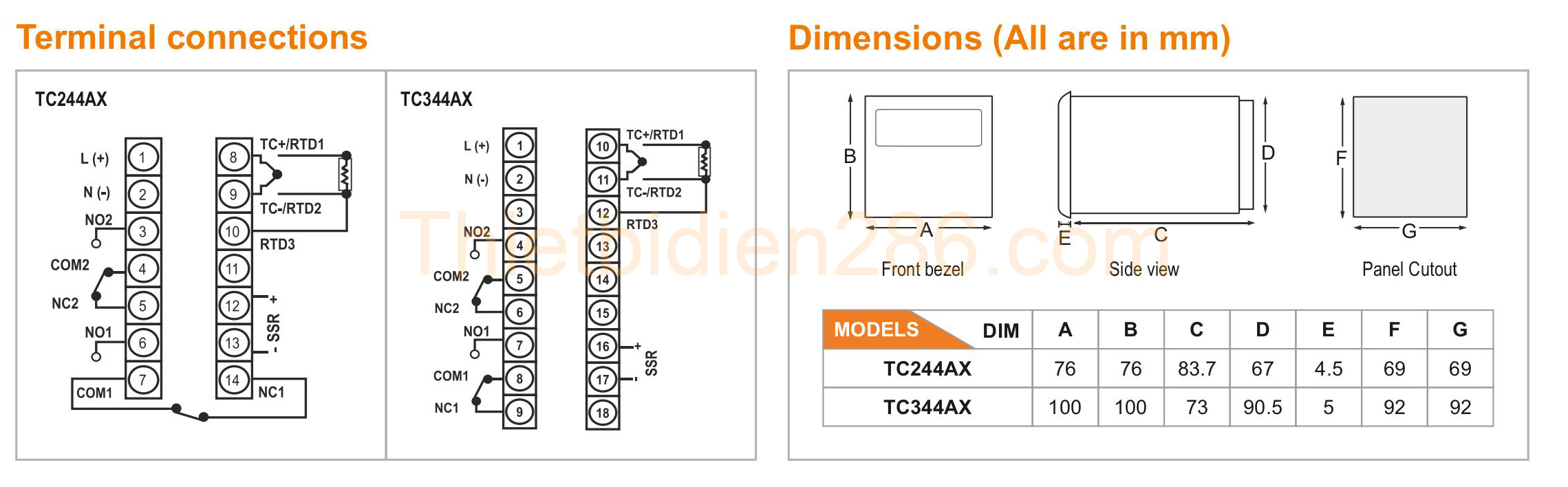 Kích thước Selec TC244AX