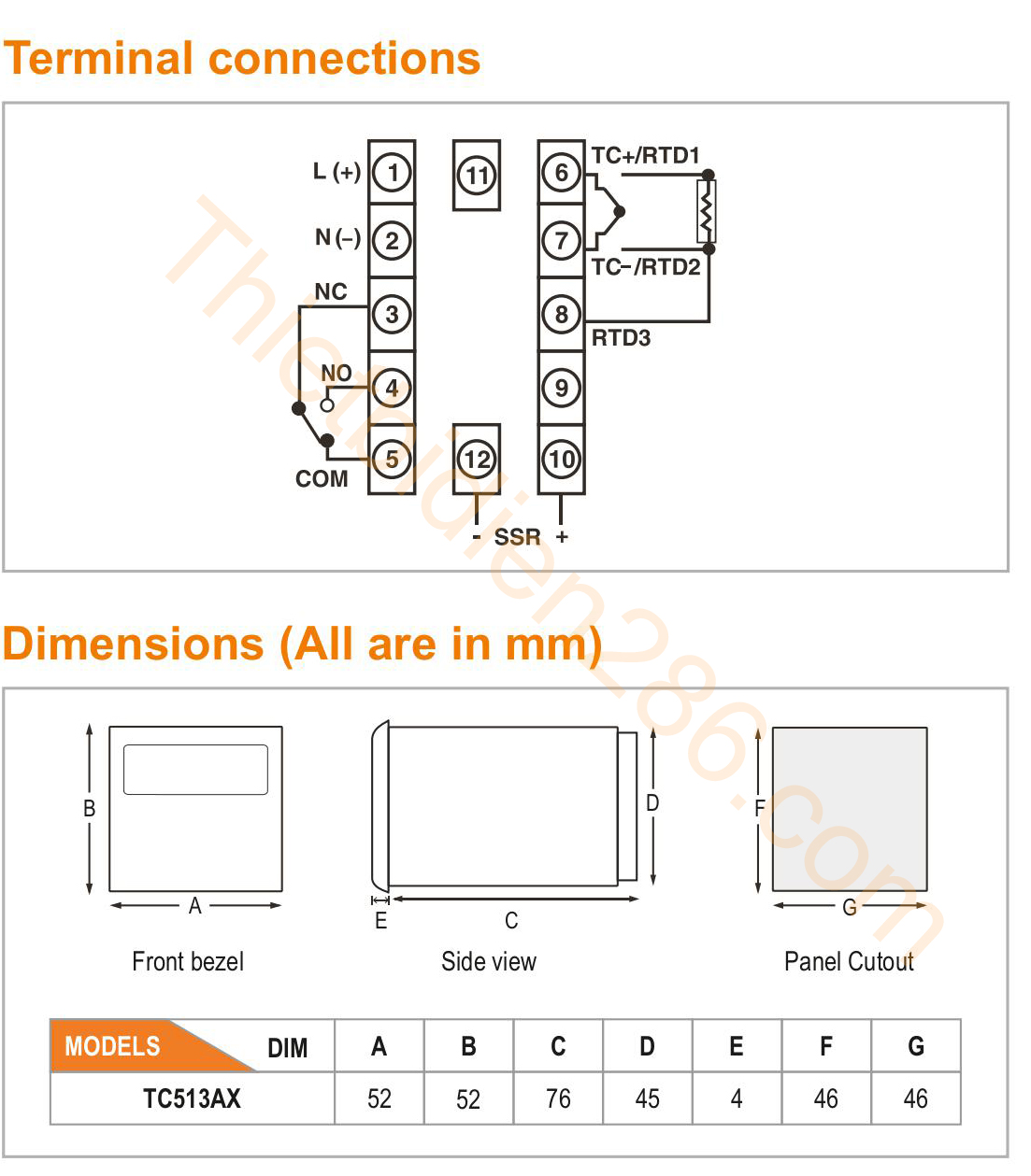 Kích thước Selec TC513AX