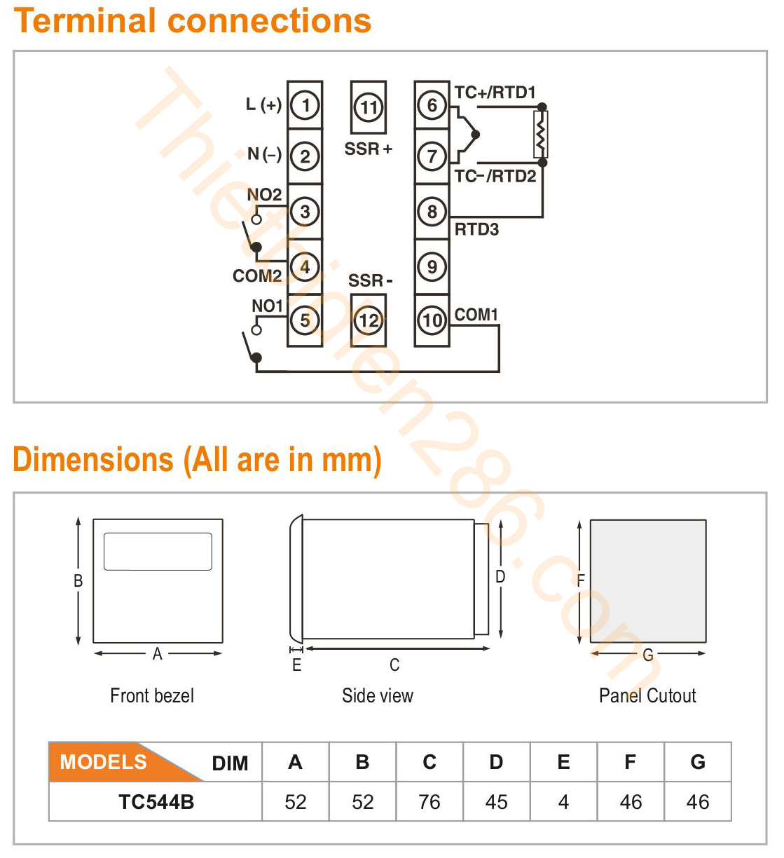 Kích thước Selec TC544B