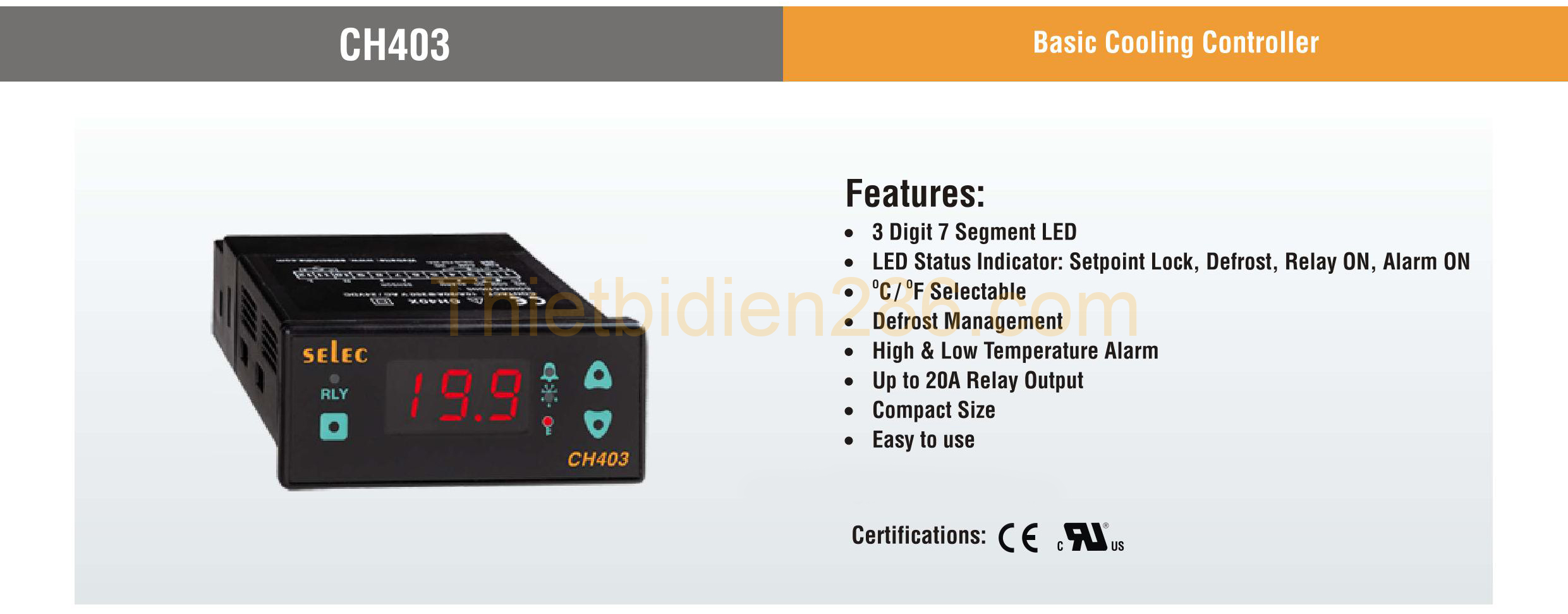 Thông số kỹ thuật Selec CH403-3-NTC