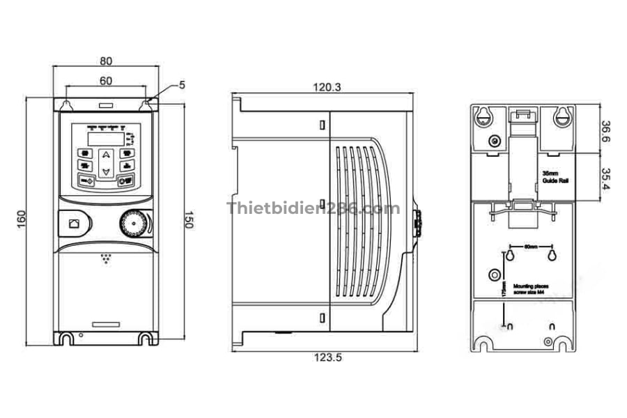 Kích thước biến tần INVT GD200A