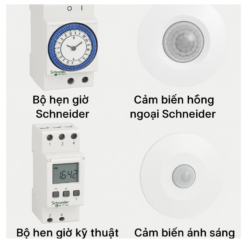Cảm biến hồng ngoại Schneider - Time điện tử 24h - Cảm biến ánh sáng