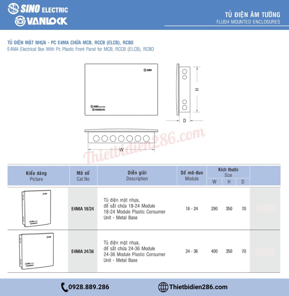 Tủ điện âm tường Sino