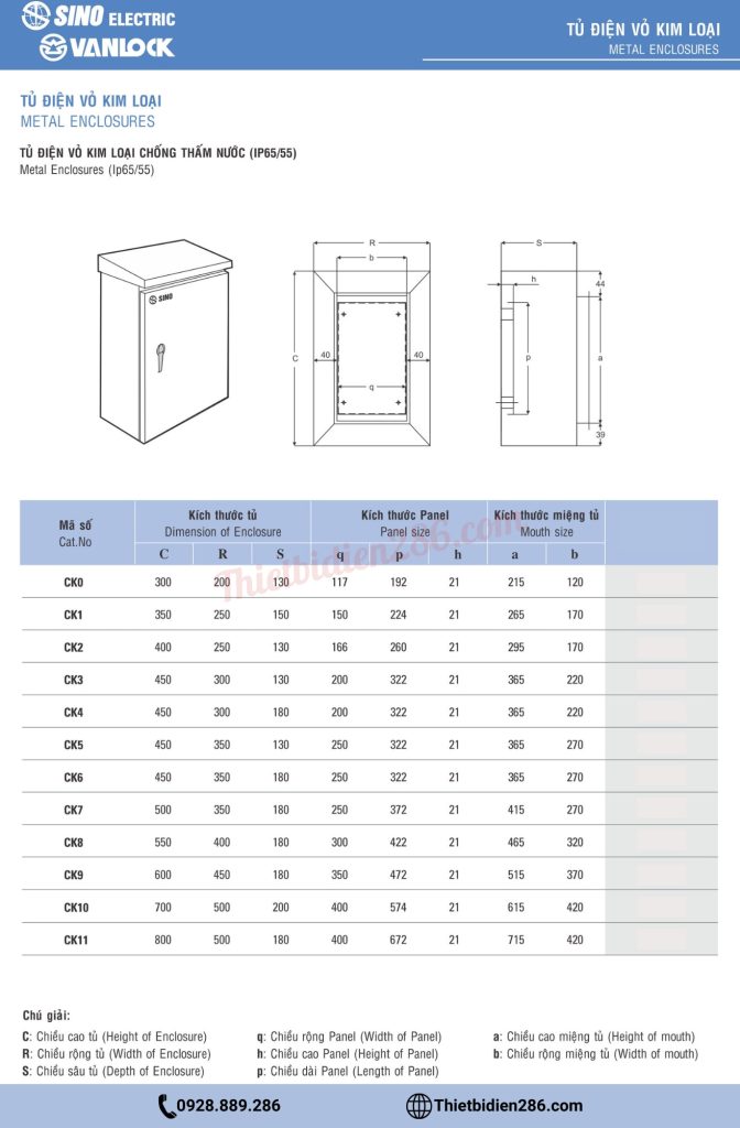 Tủ điện kim loại Sino