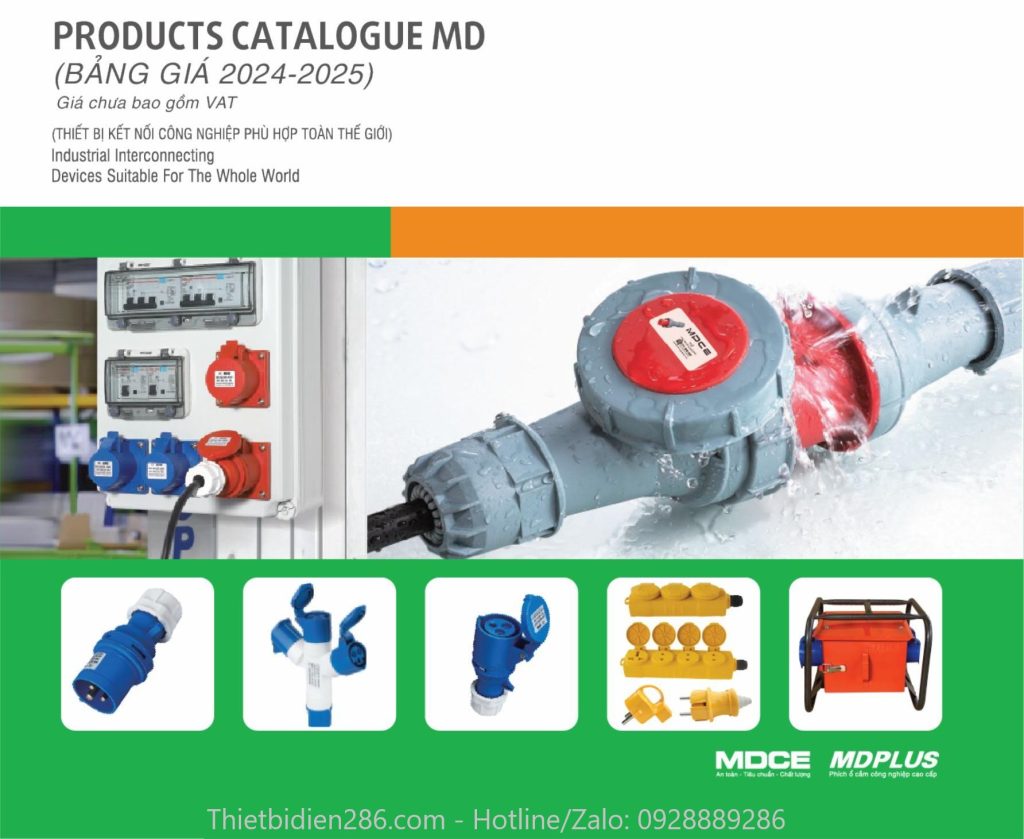 Ổ cắm phích cắm công nghiệp MDCE xuất xứ Việt Nam – Đạt chuẩn IP67, chịu nước, chống bụi, bền bỉ – Phân phối chính hãng tại Thiết bi điện 286