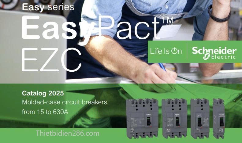 Aptomat MCCB EasyPact EZC Schneider (15–630A) – giải pháp bảo vệ mạch điện an toàn, đạt chuẩn IEC 60947-2, đa dạng 3P/4P, dòng cắt đến 50kA, phù hợp tòa nhà, công nghiệp vừa và nhỏ.