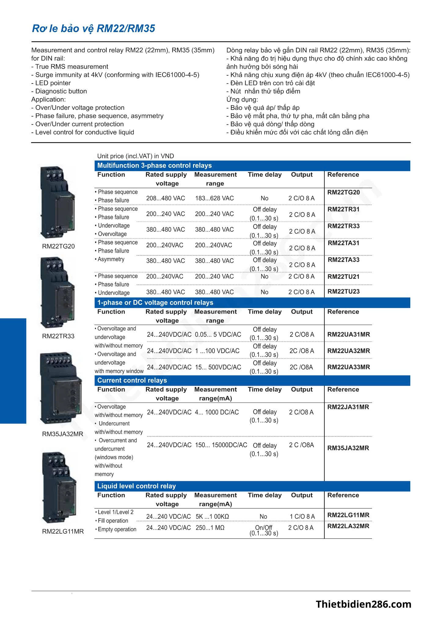 Rơ le bảo vệ Schneider chính hãng – Zelio, RM22, RM35, RE22. Giải pháp giám sát, bảo vệ và điều khiển an toàn cho hệ thống điện.