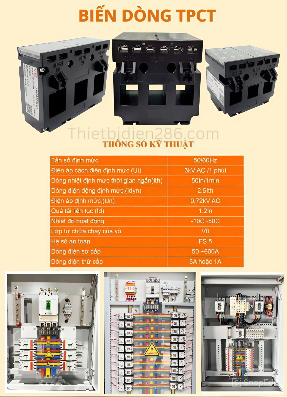 Biến dòng hộp đúc 3 pha TPCT – đo lường chính xác, an toàn cho hệ thống điện