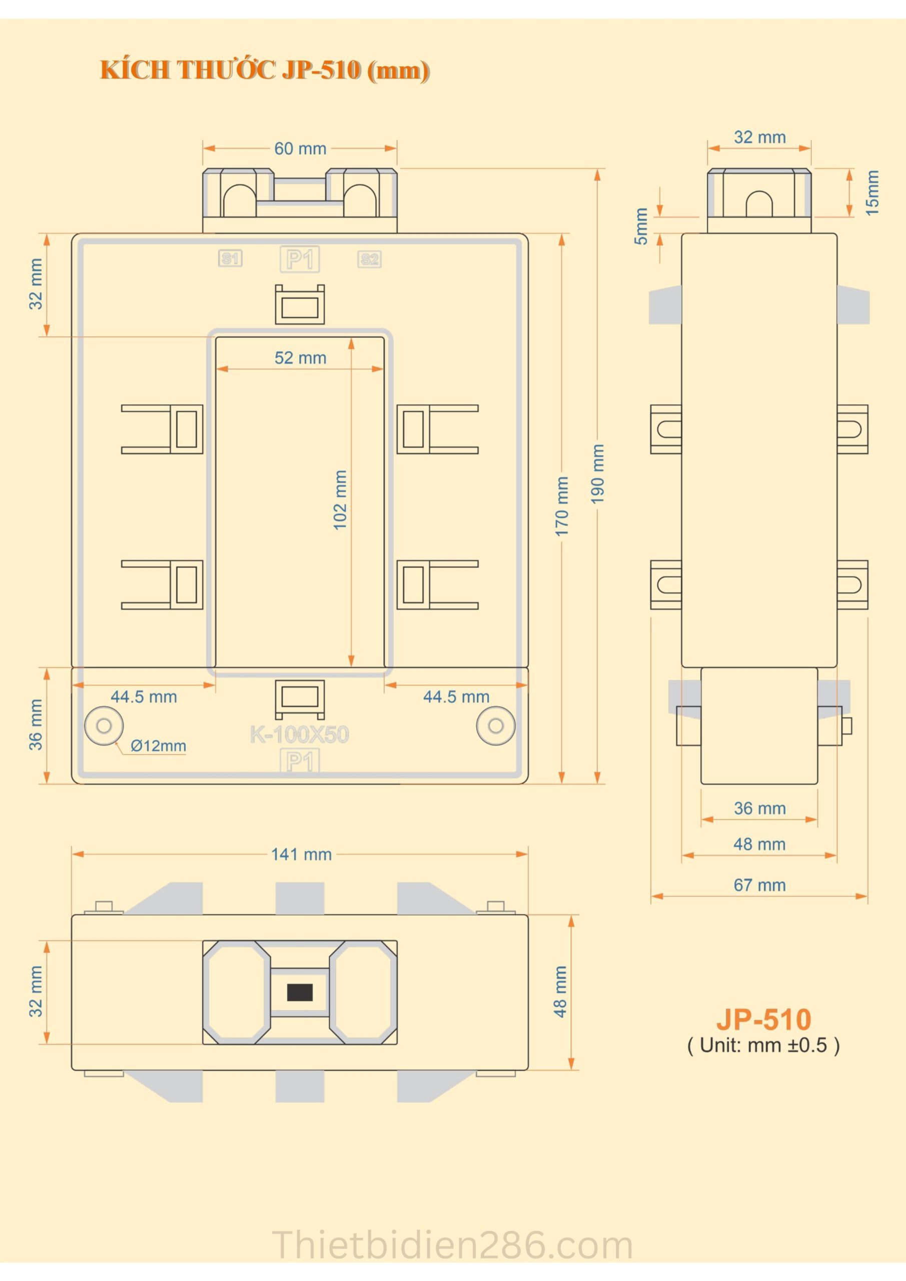 Kích thước biến dòng JP510