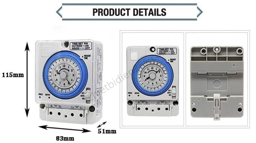 kích thước timer 24h tb388